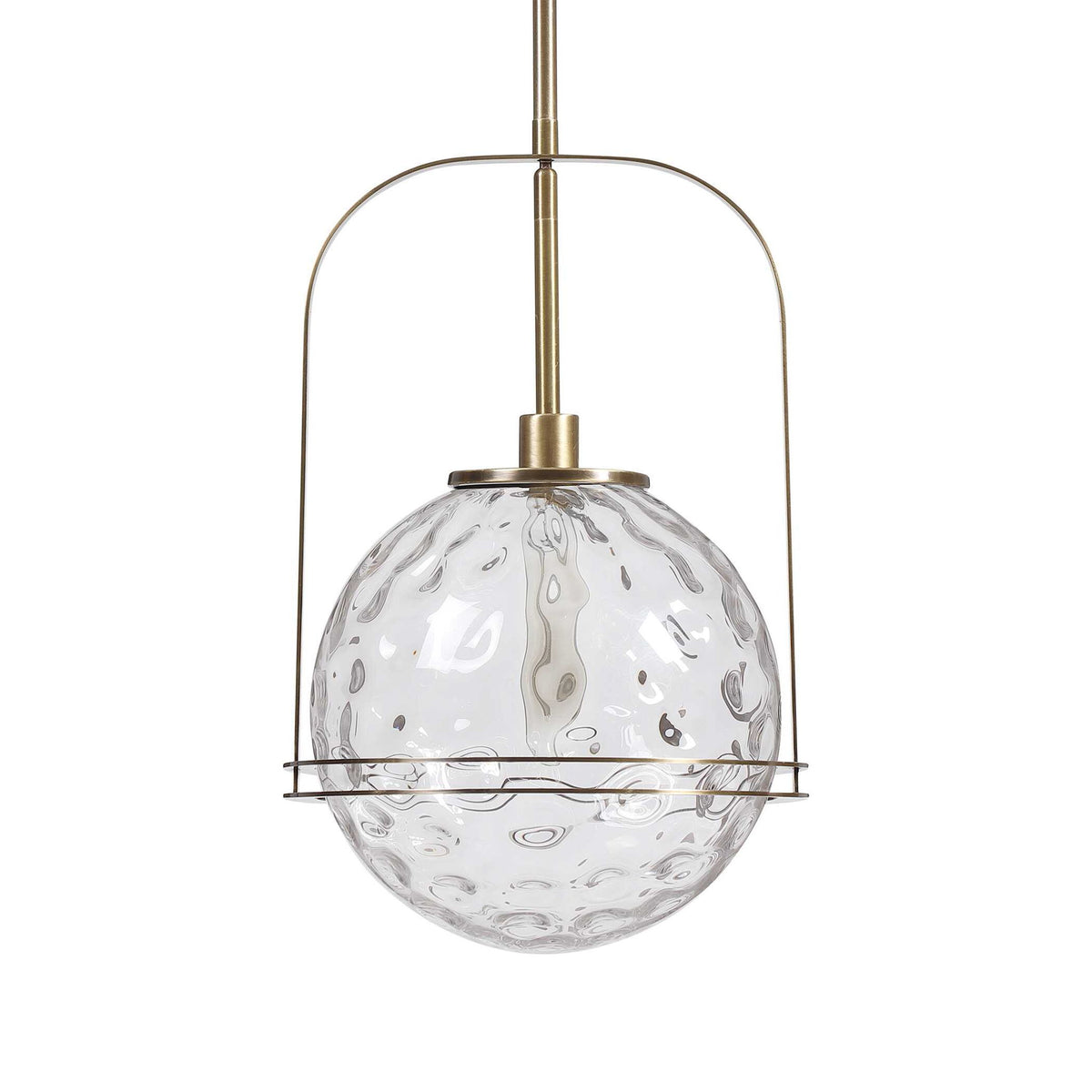 Uttermost Mimas gold globe pendant light hanging with a sleek modern design for stylish pendant lighting.