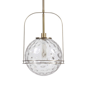 Uttermost Mimas gold globe pendant light hanging with a sleek modern design for stylish pendant lighting.