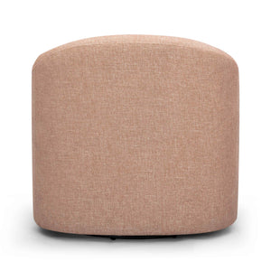 TOV Furniture Thao swivel chair with a modern design, featuring a padded seat and backrest in a neutral fabric, on a metal base.