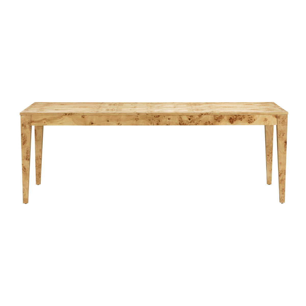 TOV Furniture Brandyss rectangular dining table with natural burl wood finish, modern design, and sturdy wood construction.