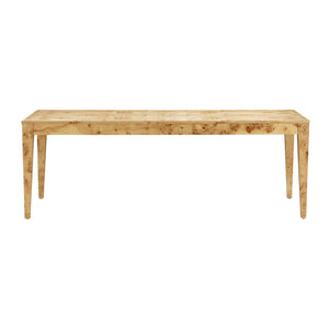 TOV Furniture Brandyss rectangular dining table with natural burl wood finish, modern design, and sturdy wood construction.