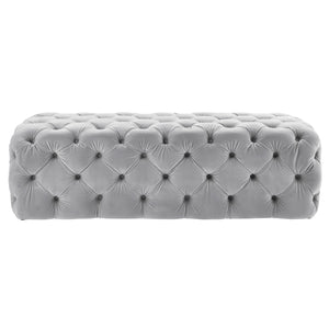 Velvet Kaylee ottoman by TOV Furniture featuring a plush upholstered design and modern style for living room decor.