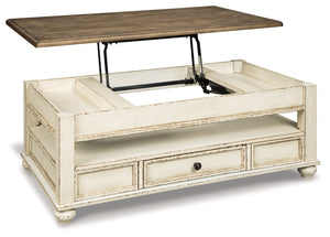 Realyn - Lift Top Cocktail Table - White / Brown - R&R Furniture Gallery (Fountain Valley, CA)