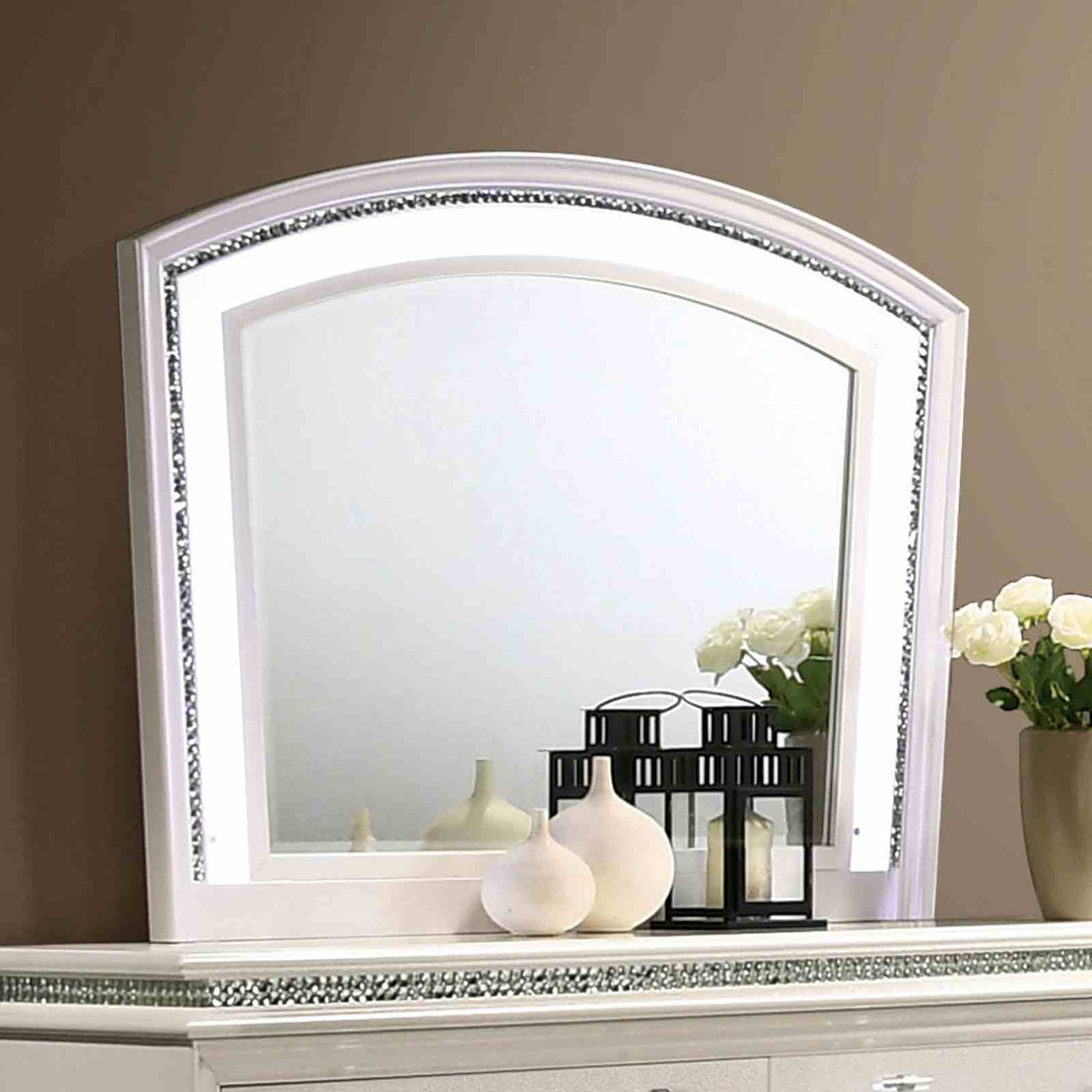 Maddie - Arched Mirror, Pearl White