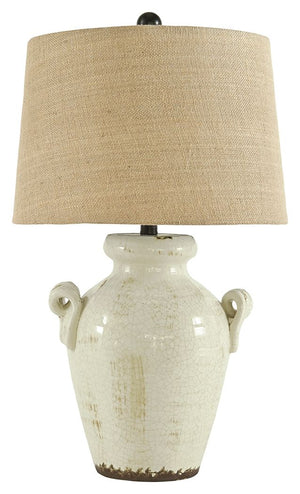 Emelda - Ceramic Table Lamp - Cream - R&R Furniture Gallery (Fountain Valley, CA)