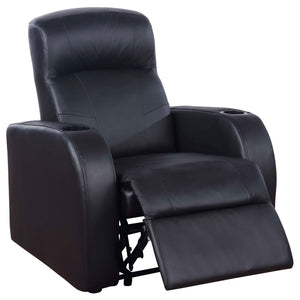 Upholstered Recliner With Cup Holder Comfort Lounge Chair - Black
