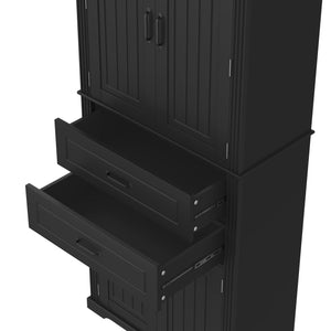 Storage Cabinet With Adjustable Shelves, 2 Drawers, Doors