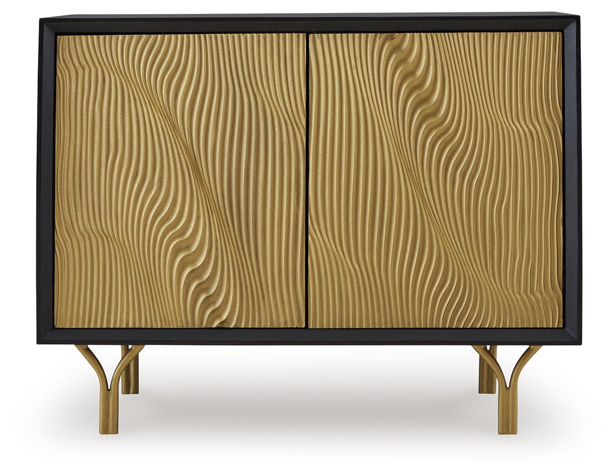 Tayner - Accent Cabinet - Black / Gold Finish - R&R Furniture Gallery (Fountain Valley, CA)