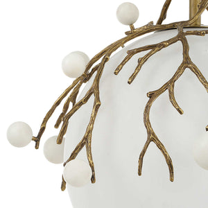 Budding Branches - Pendant - Light Antique Brass / White