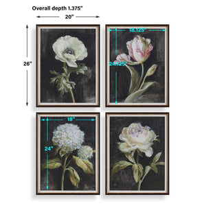 Florals On Black - Framed Prints (Set of 4) - Black
