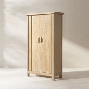 Jennifer Taylor Home Fable 2-door storage cabinet in light natural brown wood with sleek accent cabinet design.