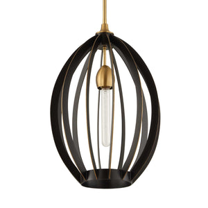 Darby - 1 Light Architectural Oval Pendant - Bronze / Black