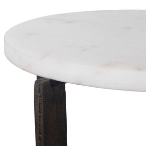 Accent Table - Brass Bronze / White