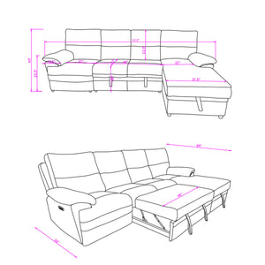 Sectional Sofa With Power Recline, USB Charging, And Storage Chaise - Gray