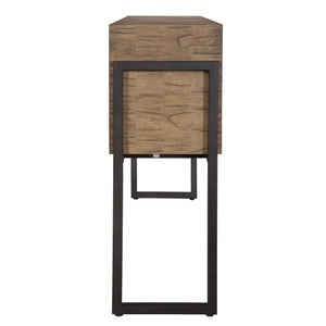 Uttermost Nevis contemporary console table in light brown wood with sleek design and minimalist style.