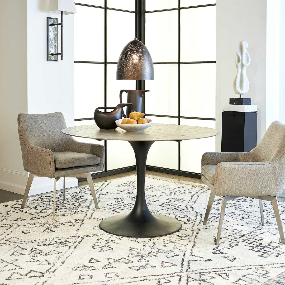 Brando - 48" Dining Table - Black / Woodtone