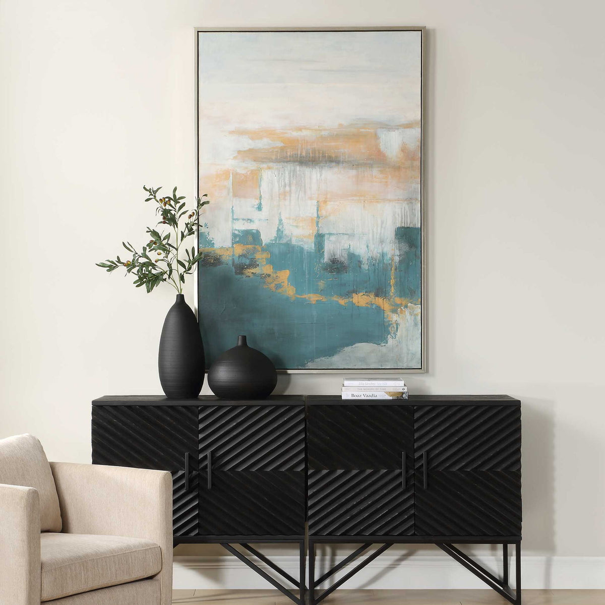 Eastside - Abstract Coastal Art - Black / Blue / Brown / Gray / Orange / Pink