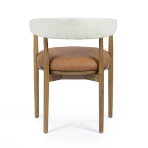 TOV Furniture Vina dining side chair with cognac and cream upholstered seat and wooden legs, modern and stylish design.