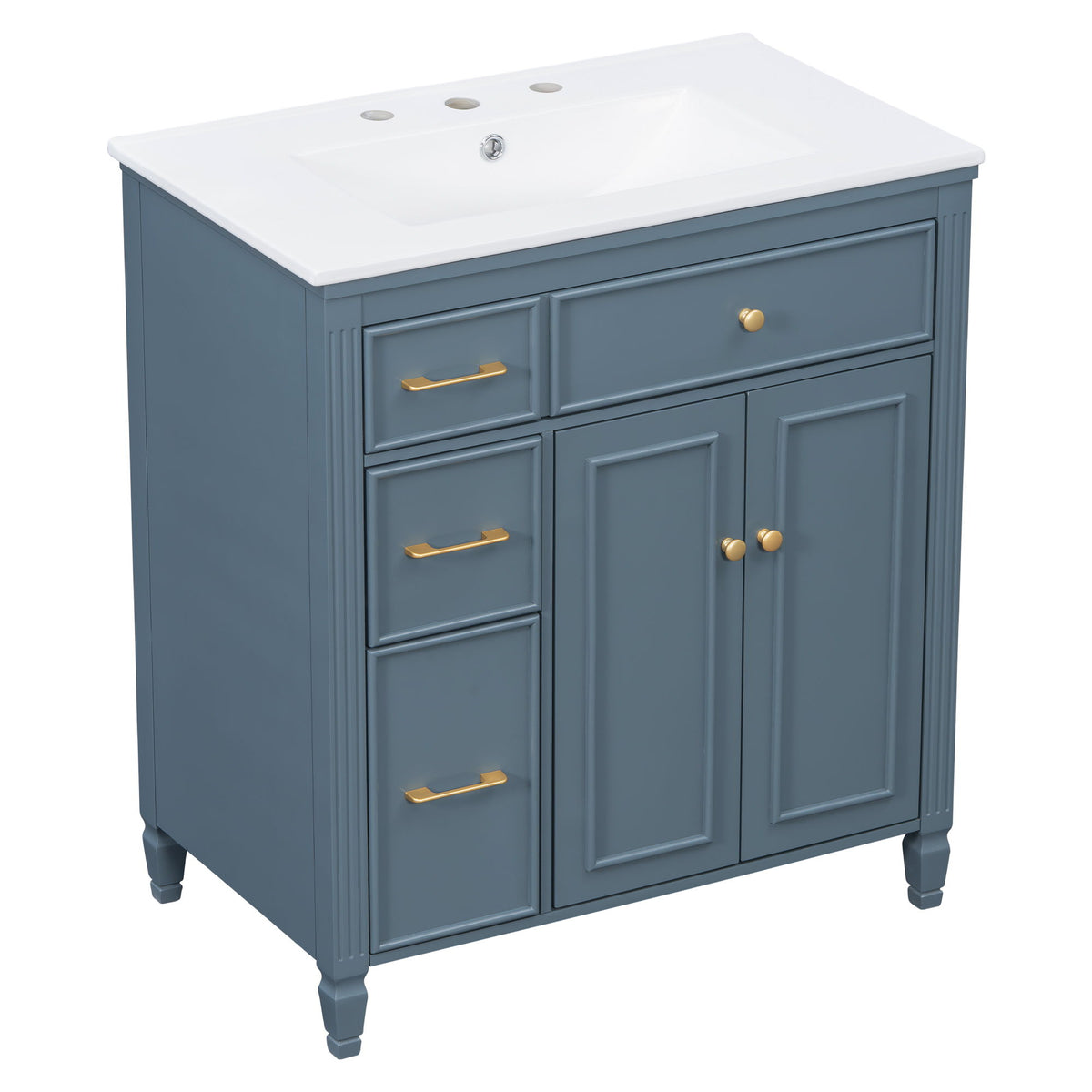 Freestanding Bathroom Vanity With Sink, Soft Close Door, Tip Out Drawer