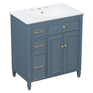 Freestanding Bathroom Vanity With Sink, Soft Close Door, Tip Out Drawer