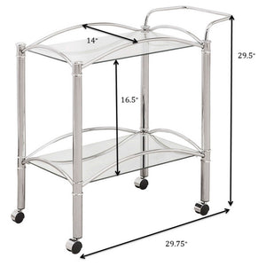 Porch & Den - 2 Tier Rectangular Glass Shelf Bar Cart With Glass - Chrome