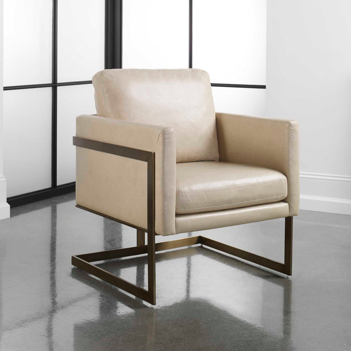 Alexandra - Accent Chair - Brass / Brown / White
