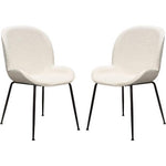 Session 2-Pack Dining Chair in Ivory Boucle w/ Black Powder Cosat Metal Leg