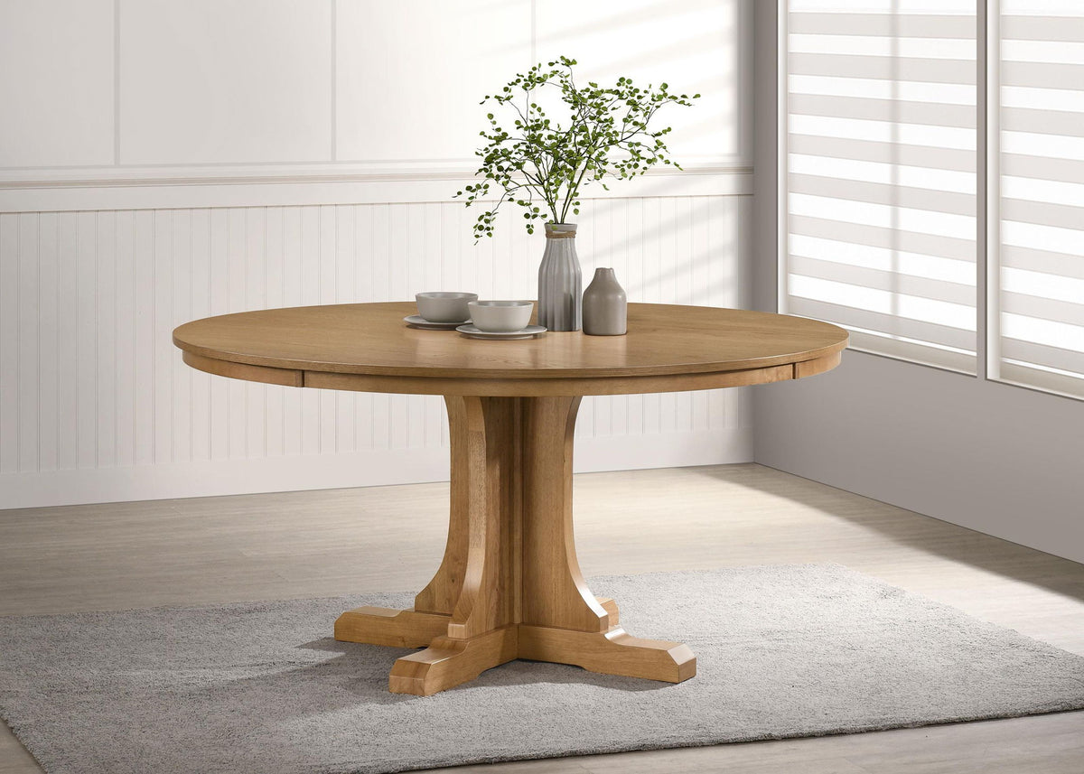 Hartville 60-inch Round Dining Table Natural Light Brown