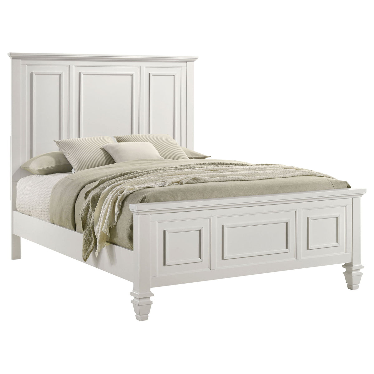 Copper - Queen Panel Bed With Structured Headboard And Slatted Design - White