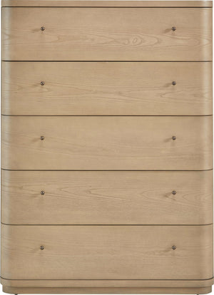 Penny Five Drawer White Ash Chest in Buff Cream