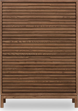 Tanner Five Drawer Ash Wood Chest in Roux