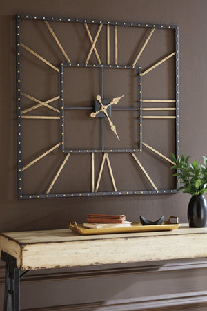 Thames - Wall Clock - Black / Gold Finish - R&R Furniture Gallery (Fountain Valley, CA)