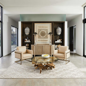 Alexandra - Accent Chair - Brass / Brown / White