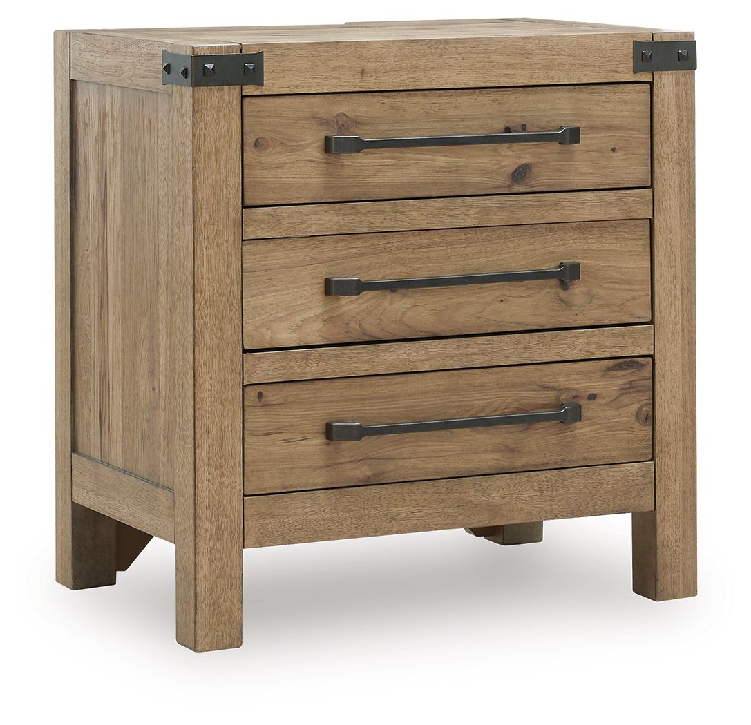Ridgester - Three Drawer Night Stand - Light Brown - R&R Furniture Gallery (Fountain Valley, CA)
