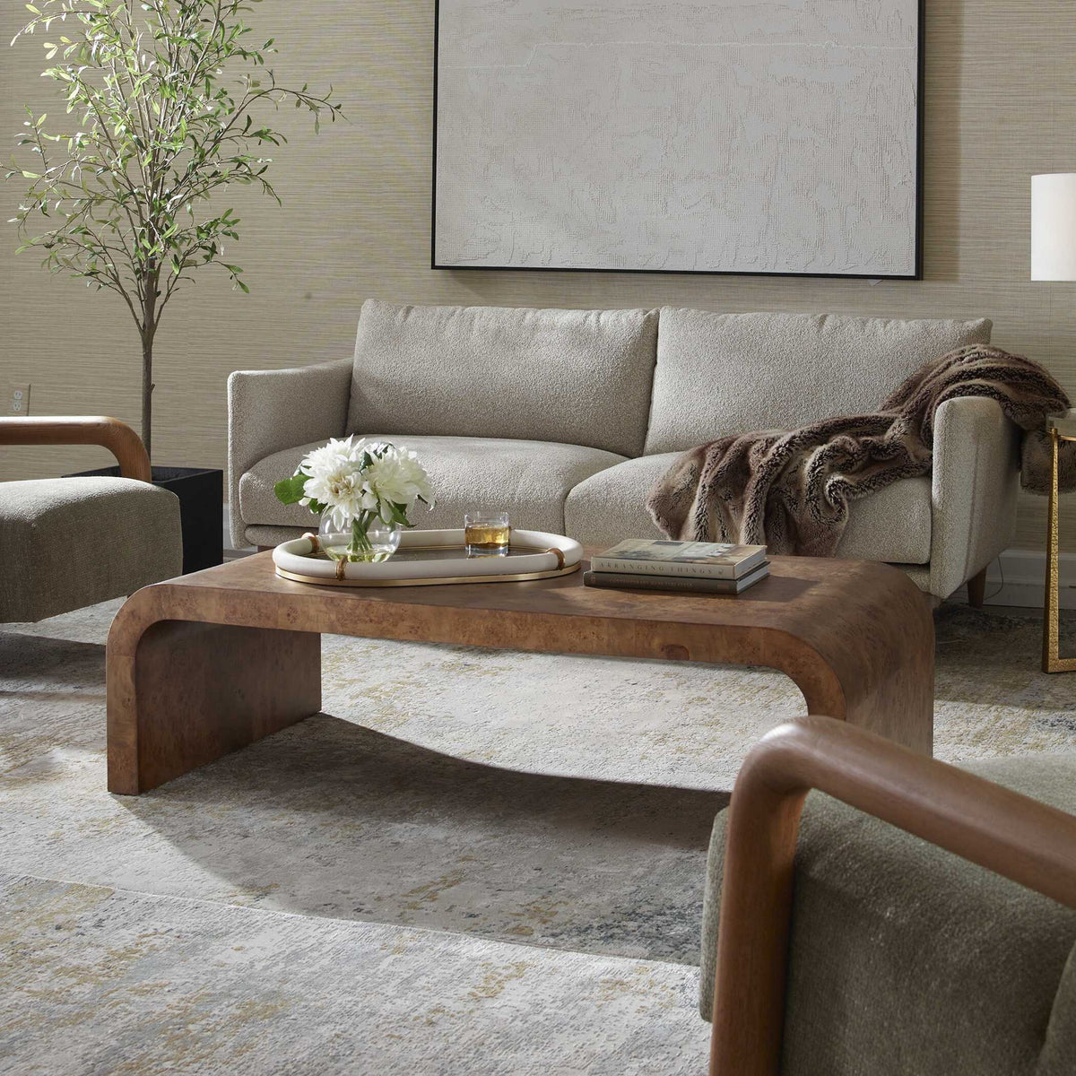 Carraway - Burl Wood Coffee Table - Woodtone