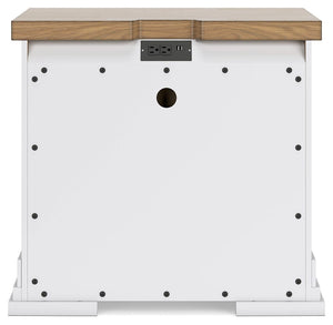 Ashbryn - Three Drawer Night Stand - White / Natural - R&R Furniture Gallery (Fountain Valley, CA)