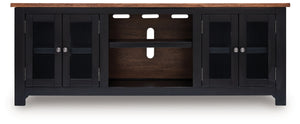 Wildenauer - XL TV Stand With Fireplace Option - Brown / Black - R&R Furniture Gallery (Fountain Valley, CA)