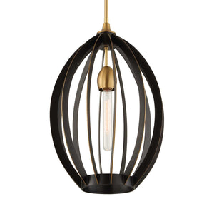 Darby - 1 Light Architectural Oval Pendant - Bronze / Black