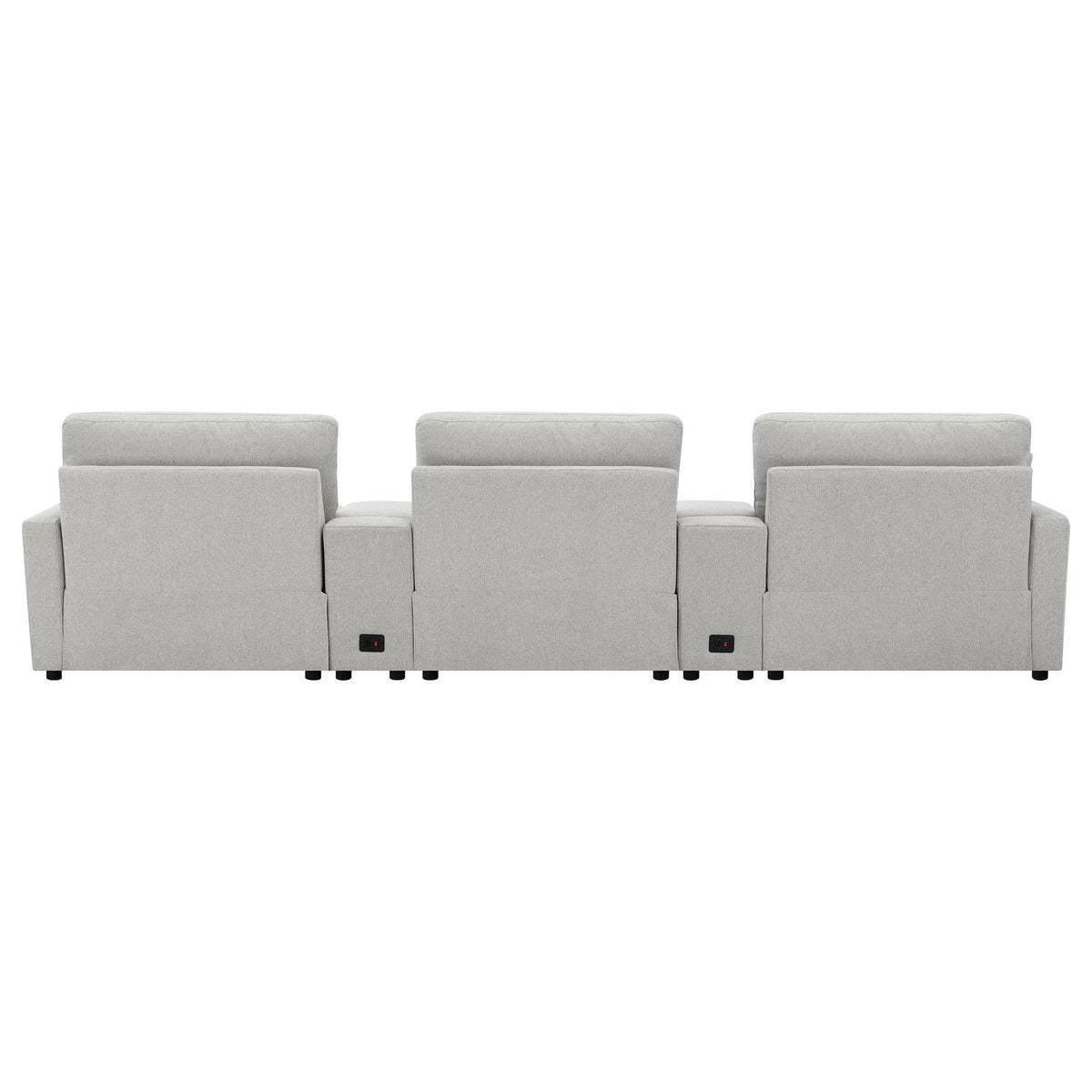 Hollander - 5 Piece Power Home Theater Seating Set With Reclining Comfort And Dual Storage Consoles - Gray