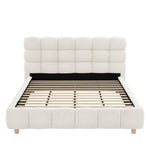 Pula - Queen Platform Bed With Upholstered Headboard, Slat Support, No Box Spring Needed - Ivory