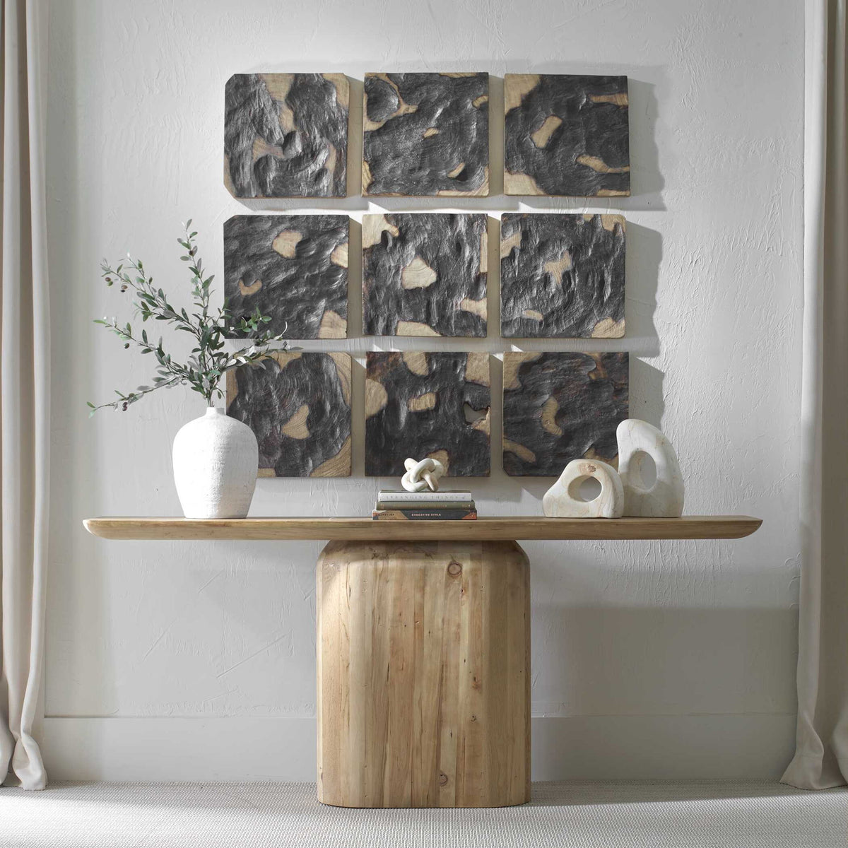 Ignite - Wood Wall Decor (Set of 9) - Black / Woodtone
