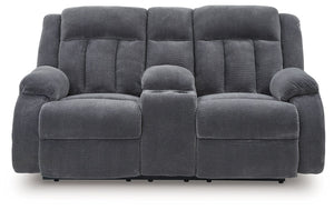 Observation - Double Reclining Power Loveseat With Console - Steel - R&R Furniture Gallery (Fountain Valley, CA)