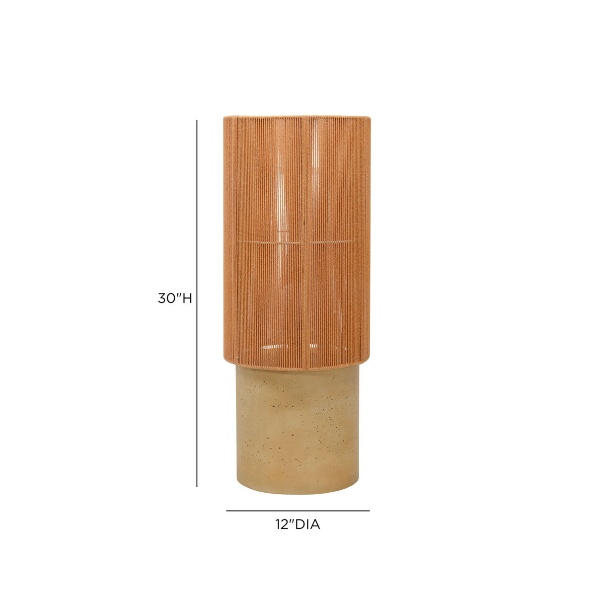 TOV Furniture Mondada concrete floor lamp with a modern, minimalist design and cylindrical base in a contemporary interior setting.