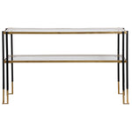 Uttermost Kentmore glass console table with sleek metal frame and transparent glass top, ideal for modern living spaces.