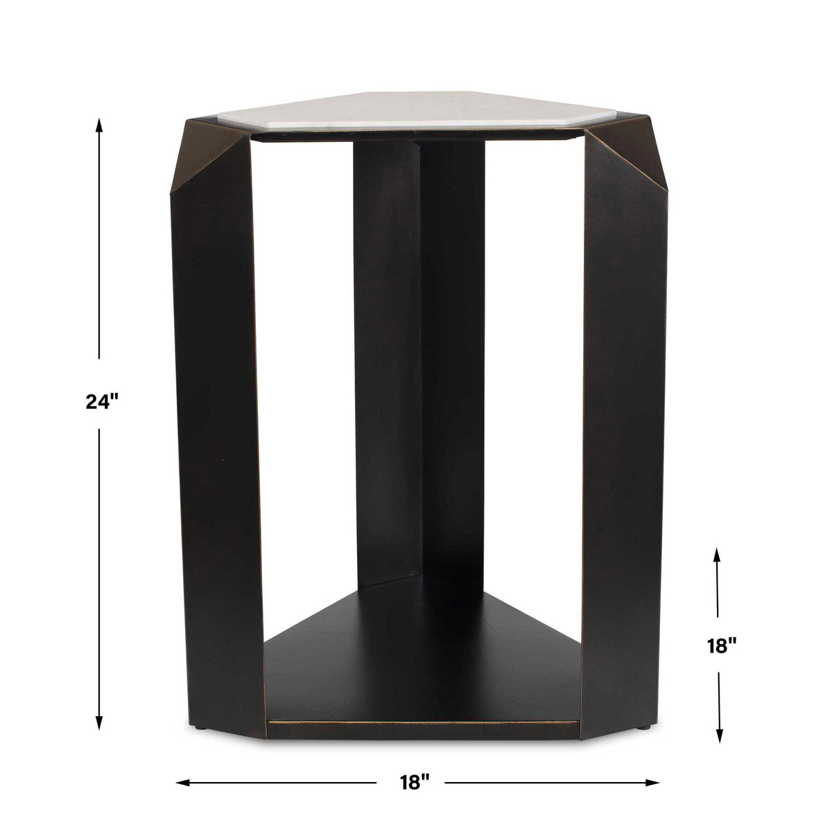 Keenan - Geometric Accent Table - Bronze / White