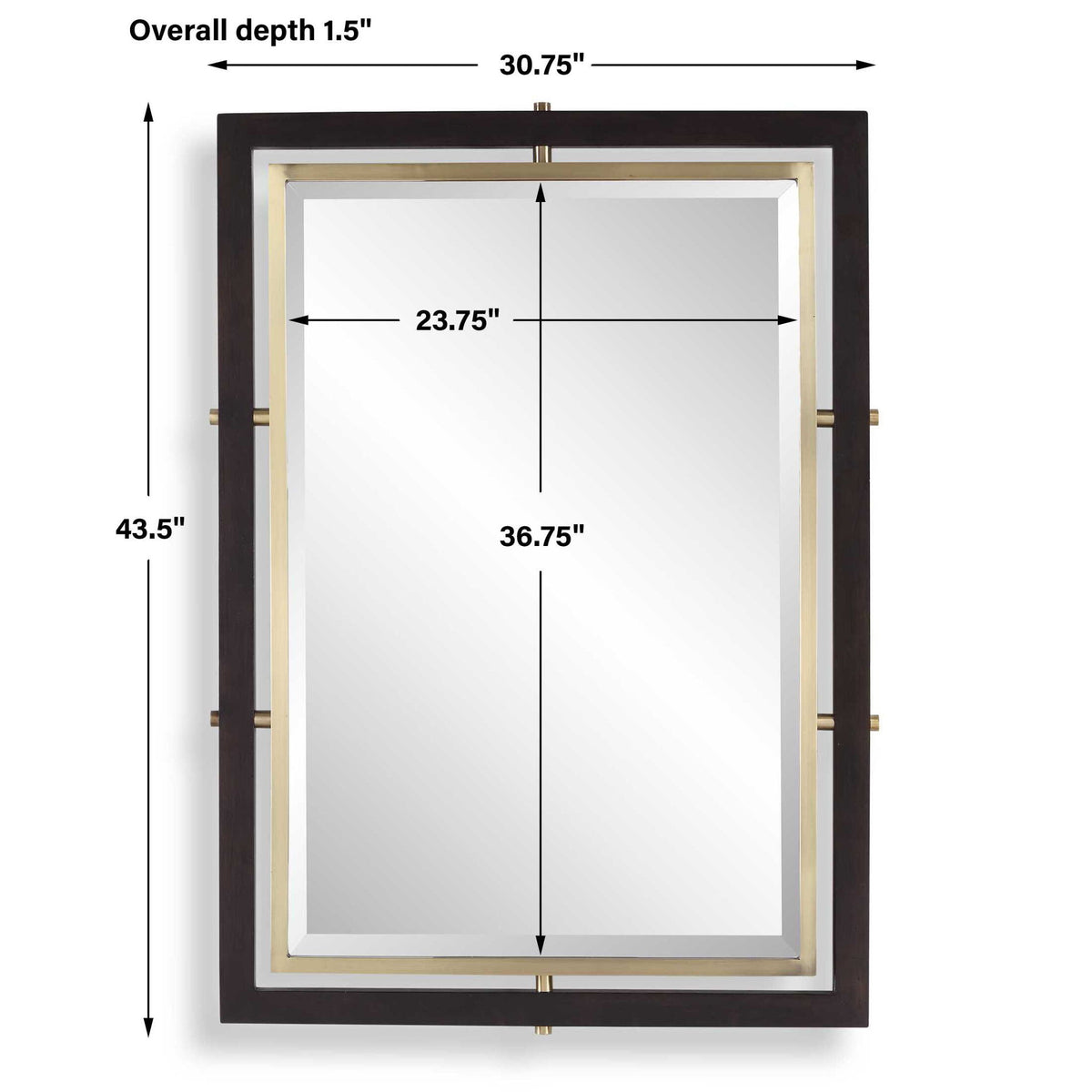 Bach - Rectangle Mirror - Walnut & Brass