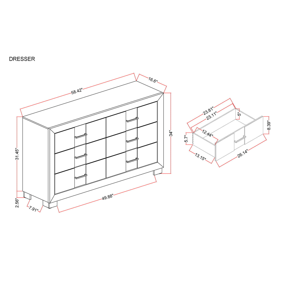 Prime - 5 Piece Bedroom Set With LED Headboard