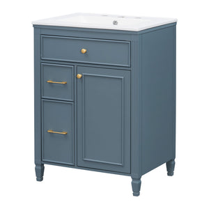 Freestanding Bathroom Vanity With Sink, Soft Close Door, Tip Out Drawer