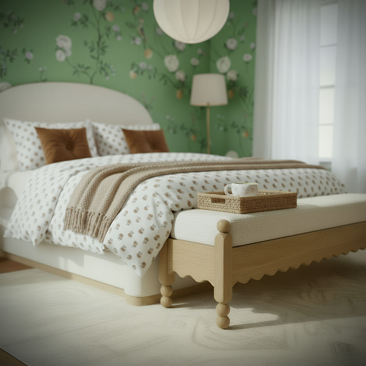 Thelma - Performance Basketweave Bench - Cream