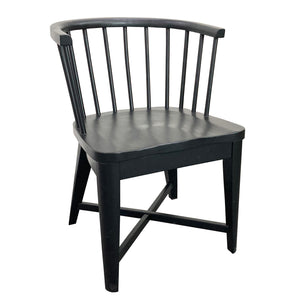 Americana Modern Dining - Round Dining Table And 4 Black Barrel Chairs - Cotton